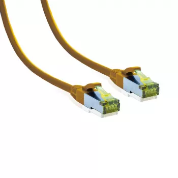 IT-BUDGET Cavo patch Premium in rame pieno Cat.6A con cavo grezzo Cat.7 600 MHz halogen-free PoE+ 10Gbit giallo 0,25 m 90ITB6A7PK025Y