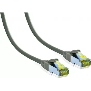 IT-BUDGET Cavo patch Premium in rame pieno - Cat.6A con cavo grezzo Cat.7 - 600 MHz - Halogen-free - PoE+ - 10Gbit - grigio - 0,5 m 90ITB6A7PK05G