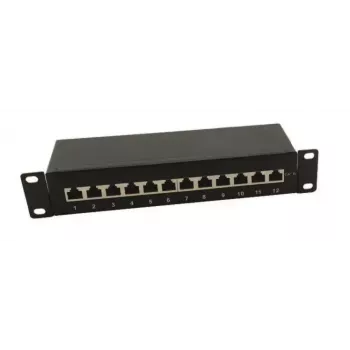 IT-BUDGET Patch Panel 10 pollici - schermato - Cat.6A - 500MHz - 12 porte RJ45 - PoE+ - 1U - nero (90ITB10PP6AS)