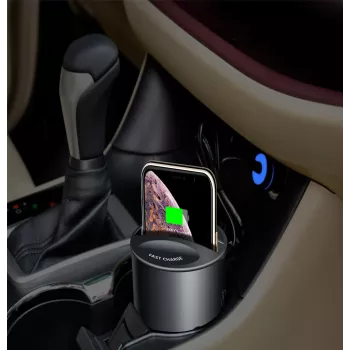 CYOO Cup caricatore wireless 15W Qi stazione di ricarica auto nero CY122326