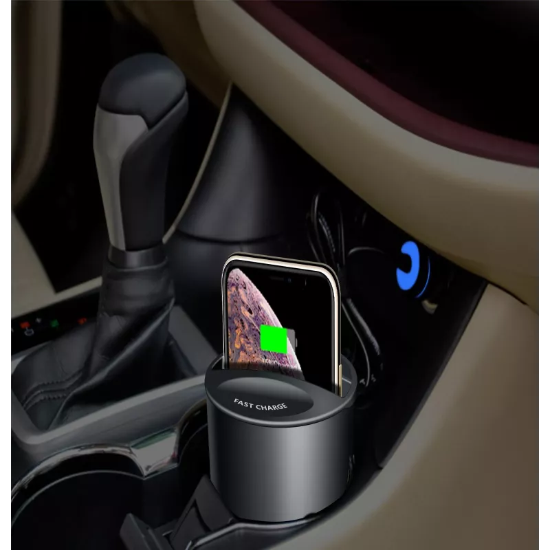 CYOO Cup caricatore wireless 15W Qi stazione di ricarica auto nero CY122326