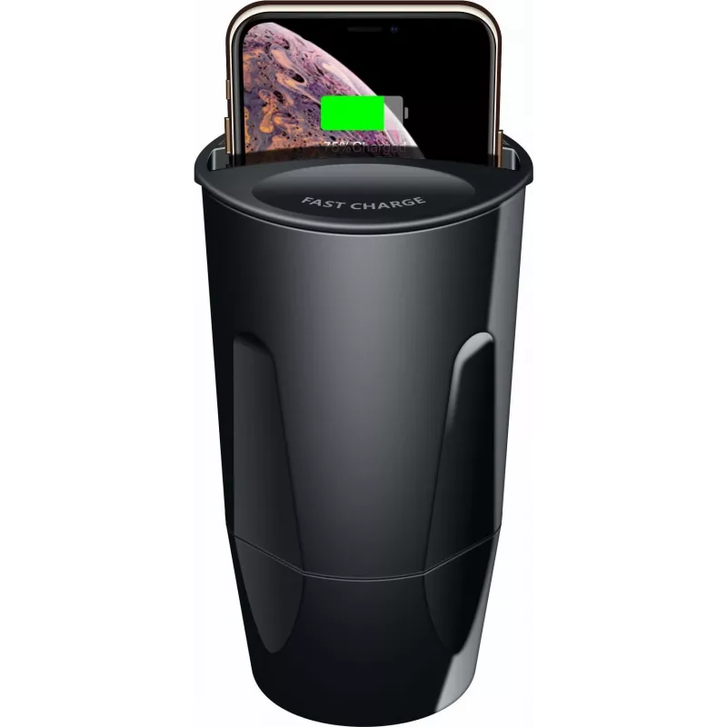 CYOO Cup caricatore wireless 15W Qi stazione di ricarica auto nero CY122326