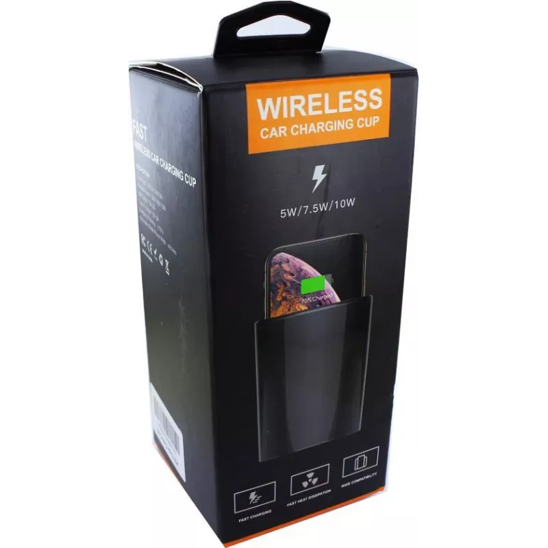 CYOO Cup caricatore wireless 15W Qi stazione di ricarica auto nero CY122326