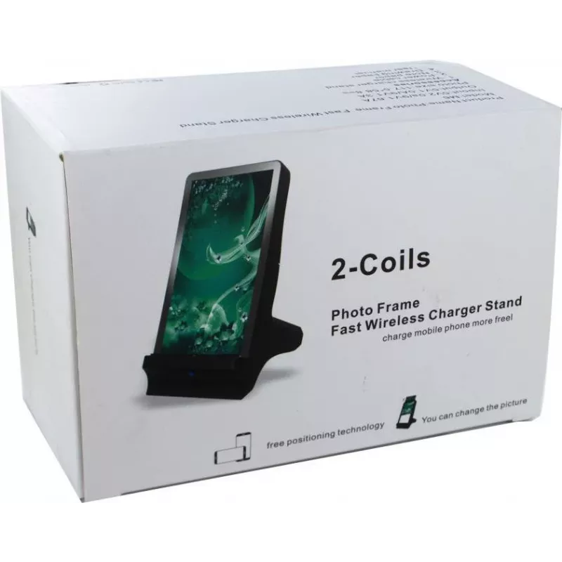 CYOO Cornice digitale e caricabatterie wireless Qi 2-in-1 – Bianco
