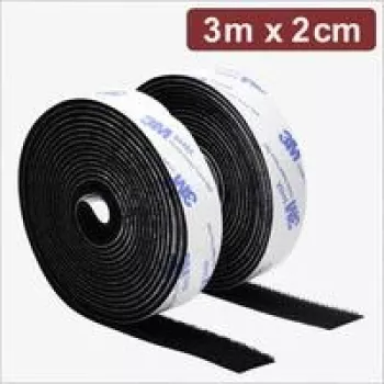 Quadrios 24CA320 Fascia a velcro adesiva, 3 m x 2 cm, nero