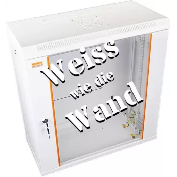 IT-BUDGET Armadio di rete a parete da 19 pollici SWA 12U 600x300mm con porta in vetro, pareti laterali rimovibili, Bianco puro 90ITB19WS1263GW