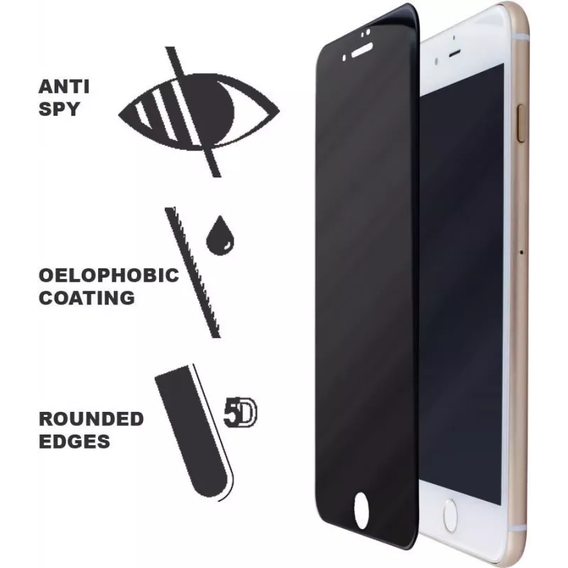 CYOO Privacy 5D Pellicola protettiva in vetro temperato per Apple iPhone 8 Plus – nero