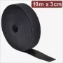 Quadrios 24CA308 Fascia in velcro, 10 m x 3 cm, nero, autoadesiva, tagliabile, per il fissaggio dei cavi