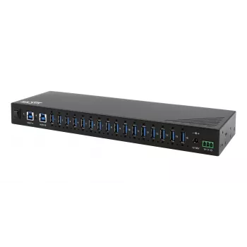 EXSYS EX-11236HMS Hub industriale USB 3.2 Gen 1 a 16 porte con protezione 15KV ESD, montaggio a parete e su guida DIN