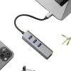 EXSYS EX-1133-N-3 hub USB 3.2 Gen 1 con 3x porte USB-A e Gigabit Ethernet (USB-C)