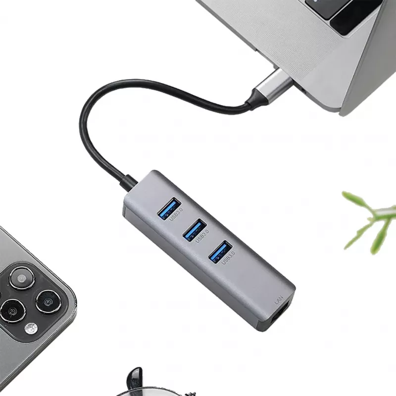 EXSYS EX-1133-N-3 hub USB 3.2 Gen 1 con 3x porte USB-A e Gigabit Ethernet (USB-C)