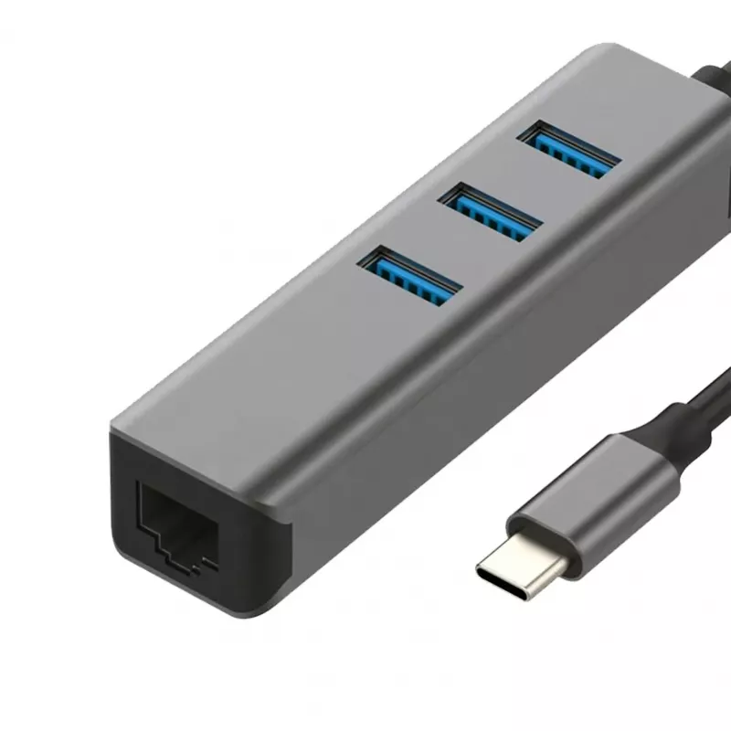 EXSYS EX-1133-N-3 hub USB 3.2 Gen 1 con 3x porte USB-A e Gigabit Ethernet (USB-C)