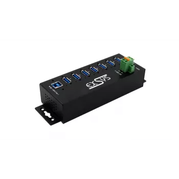 EXSYS hub industriale USB 3.2 Gen1 7 porte con kit per guida DIN e protezione ESD 15kV (EX-1187HMVS-2)
