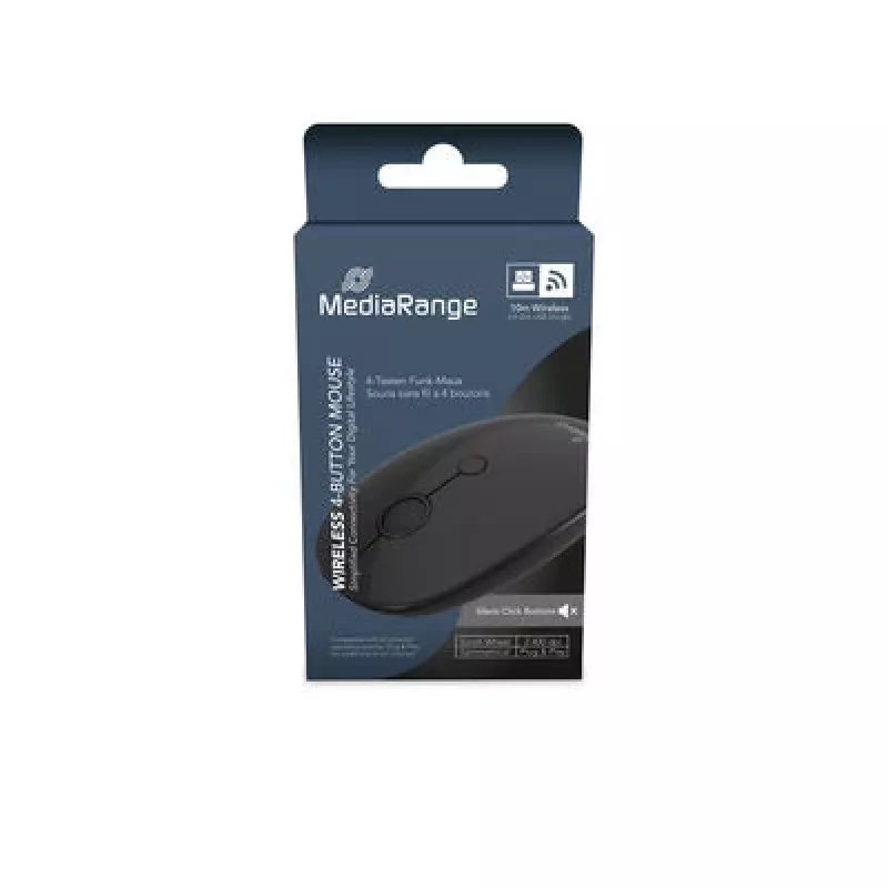 MEDIARANGE MROS268 mouse ottico wireless simmetrico, 2,4 GHz, 1600 DPI, nero