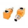 EXSYS EX-49502 adattatore Industrial Ethernet da connettore maschio M12 A-coded 8 poli a connettore femmina RJ45 90°