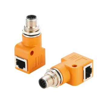 EXSYS EX-49502 adattatore Industrial Ethernet da connettore maschio M12 A-coded 8 poli a connettore femmina RJ45 90°