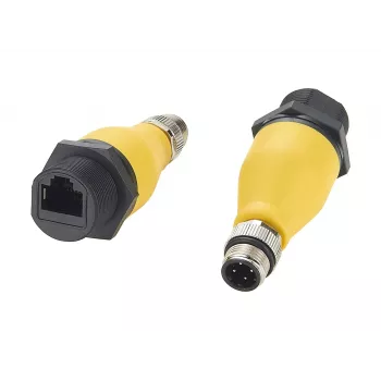 EXSYS EX-49524 adattatore industriale da connettore maschio M12 D-Code 4 pin a connettore femmina RJ45, IP67, Fast Ethernet