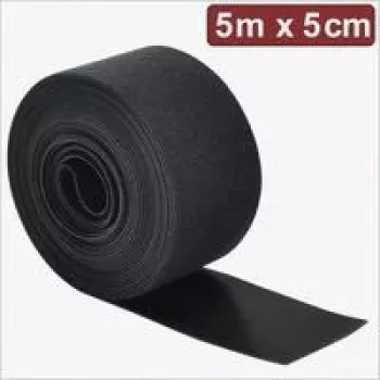 Quadrios 24CA310 nastro in velcro, 5 m x 5 cm, nero, fascette riutilizzabili per il raggruppamento e la gestione dei cavi