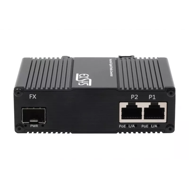EXSYS EX-60344 Media Converter 2 porte PoE++ 90W, SFP, da -40°C a +80°C