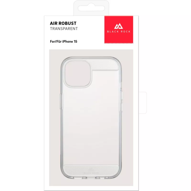 Black Rock Air Robust Custodia per Apple iPhone 15, trasparente 00221257