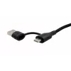 EXSYS EX-K1404 cavo multiplo 2-in-1 a 3-in-1 USB-C/A a USB-C/Micro B/Lightning in nylon intrecciato per ricarica e dati, 1,2m, nero