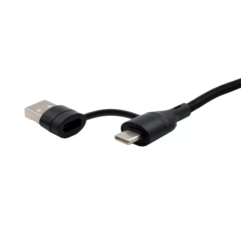 EXSYS EX-K1404 cavo multiplo 2-in-1 a 3-in-1 USB-C/A a USB-C/Micro B/Lightning in nylon intrecciato per ricarica e dati, 1,2m, nero
