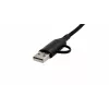 EXSYS EX-K1404 cavo multiplo 2-in-1 a 3-in-1 USB-C/A a USB-C/Micro B/Lightning in nylon intrecciato per ricarica e dati, 1,2m, nero