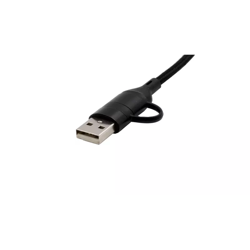 EXSYS EX-K1404 cavo multiplo 2-in-1 a 3-in-1 USB-C/A a USB-C/Micro B/Lightning in nylon intrecciato per ricarica e dati, 1,2m, nero