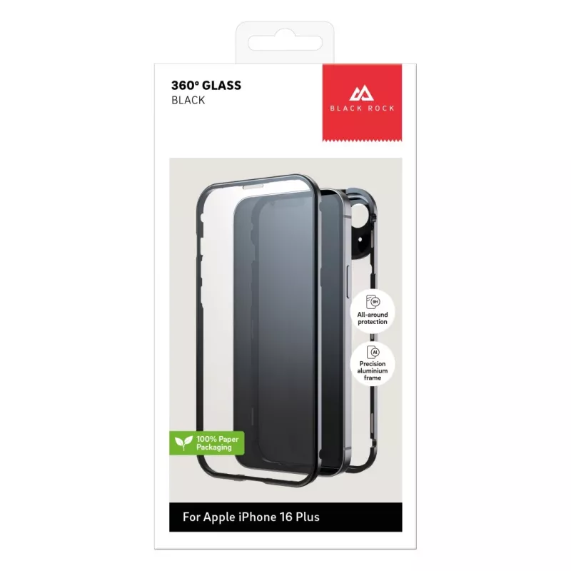 Black Rock Cover 360° vetro per Apple iPhone 16 Plus, nero 00228104