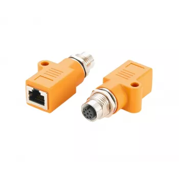 EXSYS EX-49501 adattatore industriale da connettore femmina M12 codifica A 8 poli a connettore femmina RJ45, Gigabit Ethernet, IP67