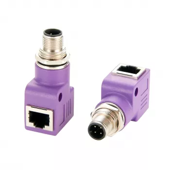EXSYS EX-49522 adattatore Industrial Ethernet da connettore maschio M12 codifica D 4 pin a connettore femmina RJ45 90° angolare