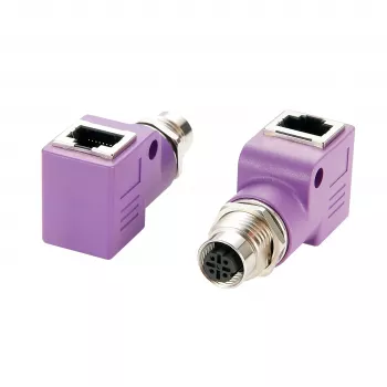 EXSYS EX-49523 adattatore Industrial Ethernet da connettore femmina M12 codifica D 4 pin a connettore femmina RJ45 90°