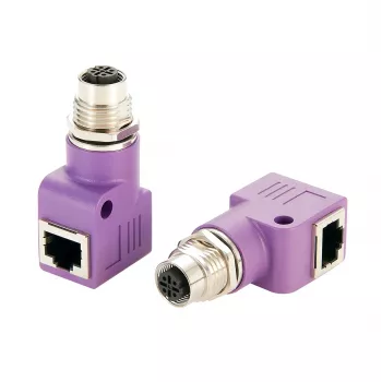 EXSYS EX-49523 adattatore Industrial Ethernet da connettore femmina M12 codifica D 4 pin a connettore femmina RJ45 90°