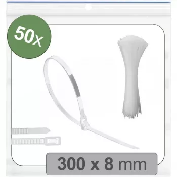 Quadrios 25CA713 fascetta per cavi rimovibile 300 x 8 mm bianco stabilizzata UV confezione da 50