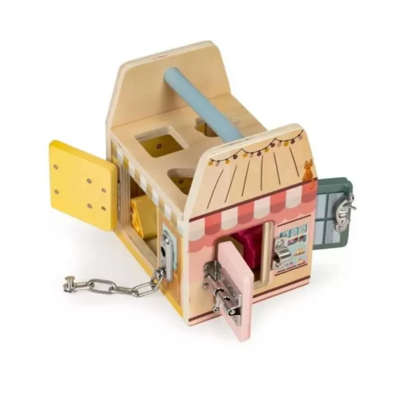 Gerardo's Toys Casa attività in legno con serrature per bambini dai 18 mesi
