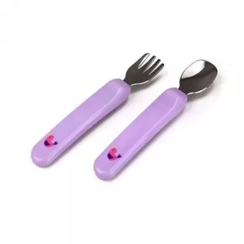 Kidsme Set posate per neonati – cucchiaio e forchetta, lavanda, 6m+
