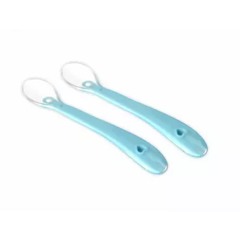 Kidsme Cucchiai per neonati, confezione da 2, acquamarina, silicone adatto al contatto alimentare, 4m+