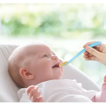 Kidsme Cucchiai per neonati, confezione da 2, acquamarina, silicone adatto al contatto alimentare, 4m+