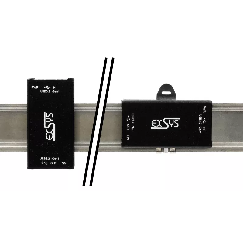 EXSYS EX-1502HMVS Adattatore industriale USB-C 3.2 Gen 1 a USB-A 1 porta con protezione ESD 15KV, montaggio su guida DIN, 9-48V DC