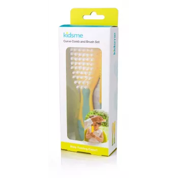 Kidsme Set spazzola e pettine per capelli bebè – setole morbide, senza BPA, ergonomico, bianco/grigio