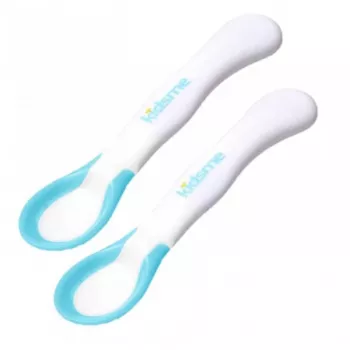 Kidsme cucchiai da alimentazione con indicatore di temperatura (confezione da 2), acquamarina, 6+ mesi