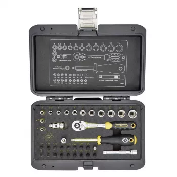 C.K Tools T4660 set di 36 chiavi a bussola metriche con attacco da 1/4 di pollice, cricchetto a 72 denti e bit