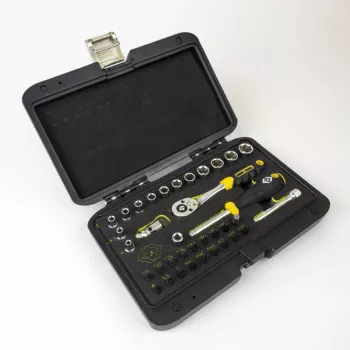 C.K Tools T4660 set di 36 chiavi a bussola metriche con attacco da 1/4 di pollice, cricchetto a 72 denti e bit