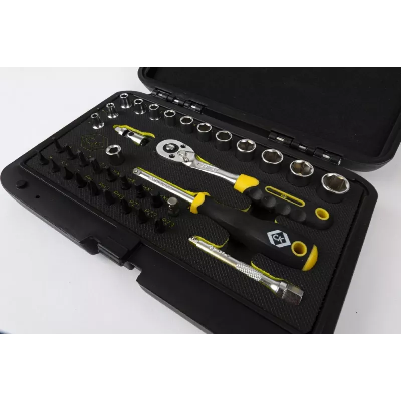 C.K Tools T4660 set di 36 chiavi a bussola metriche con attacco da 1/4 di pollice, cricchetto a 72 denti e bit