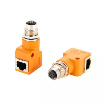 EXSYS M12 codifica A 8 poli connettore femmina a connettore femmina RJ45 adattatore 90° EX-49503