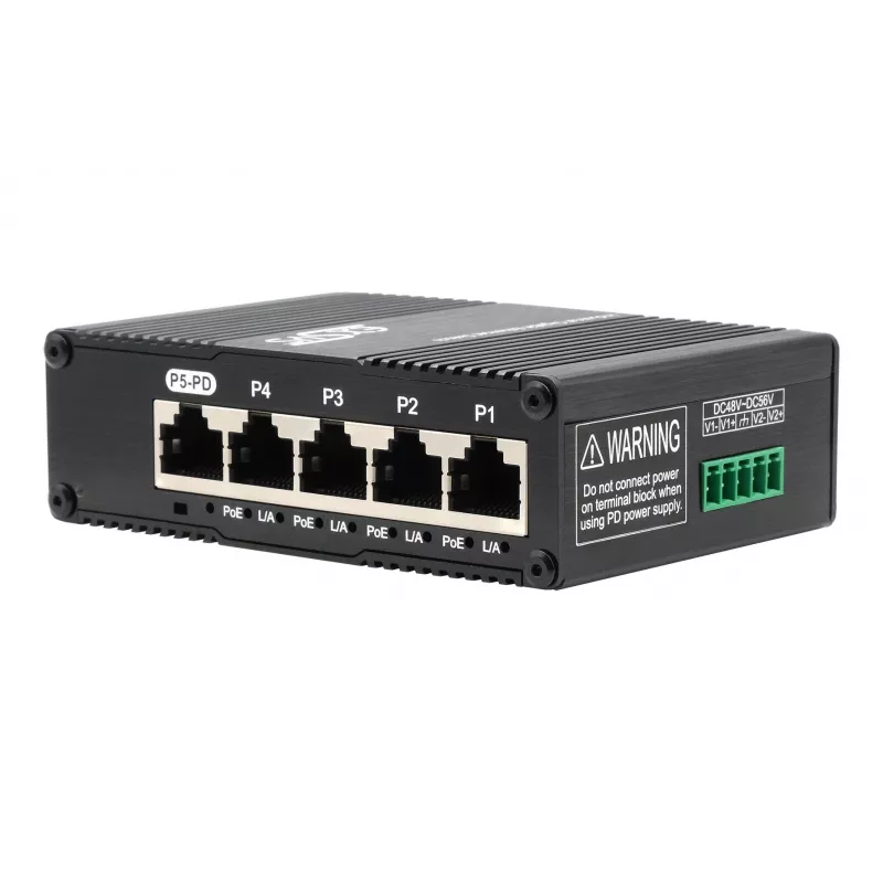 EXSYS Mini switch Ethernet PoE pass-through a 5 porte - 5x10/100/1000Tx (EX-62020POE-P)