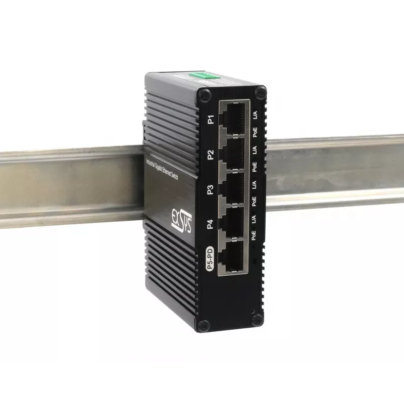 EXSYS Mini switch Ethernet PoE pass-through a 5 porte - 5x10/100/1000Tx (EX-62020POE-P)