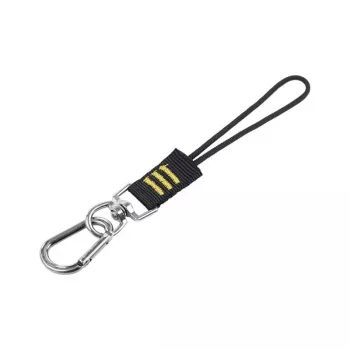 C.K Tools T8007 cavo di sicurezza per utensili con D-ring e moschettone, cappio regolabile, carico max 5 kg, 1,2 m, nero/giallo