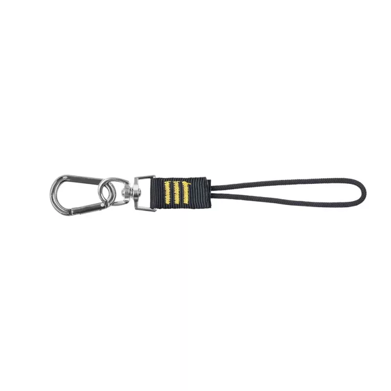 C.K Tools T8007 cavo di sicurezza per utensili con D-ring e moschettone, cappio regolabile, carico max 5 kg, 1,2 m, nero/giallo