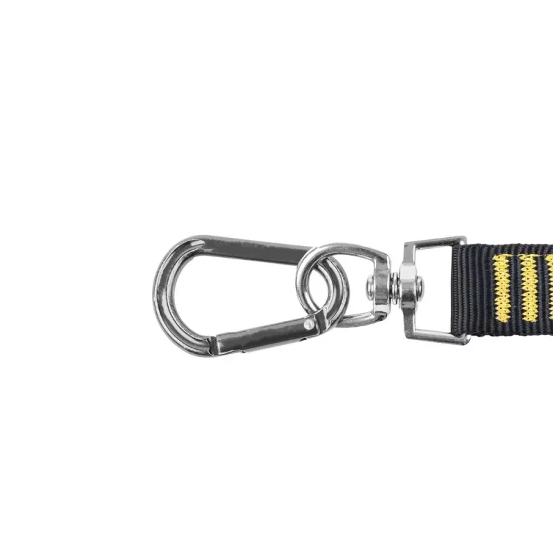 C.K Tools T8007 cavo di sicurezza per utensili con D-ring e moschettone, cappio regolabile, carico max 5 kg, 1,2 m, nero/giallo